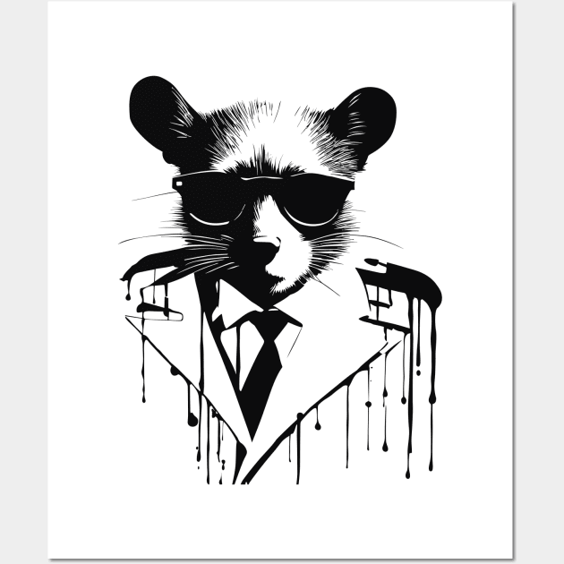 Ink-Clad Scholar: The Serious Mouse Wall Art by SunGraphicsLab